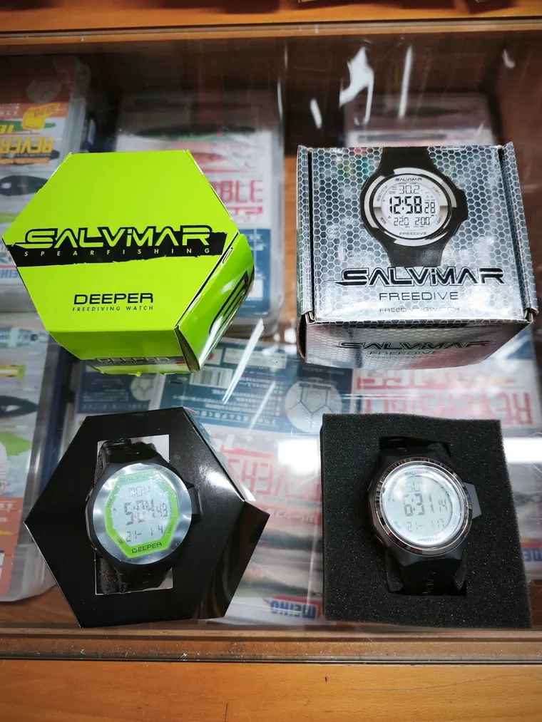 Salvmar freediving watches in their boxes