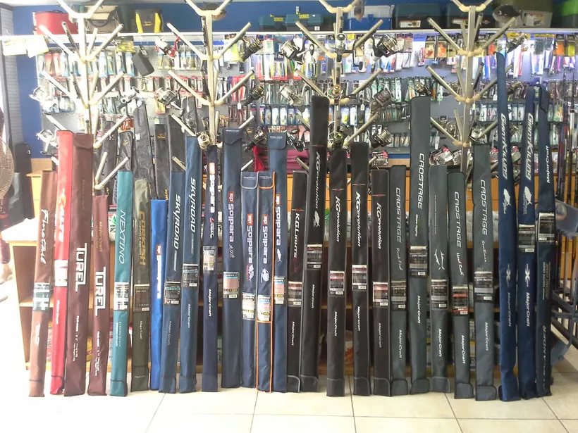Rods in protective bags standing in a rack